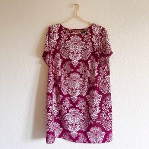 C. Wonder by Christian Siriano Maroon Damask-Patterned Shift Dress